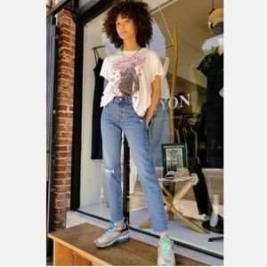 Levi's Wedgie Icon Raw Hem Athens Hera Ripped Jeans 29 Nwt